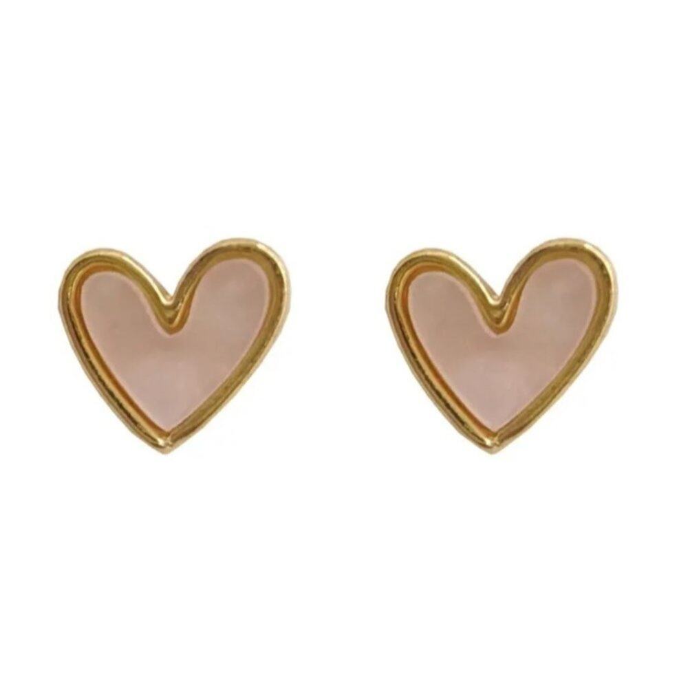 NEW Delicate Dainty Pink Sweet Heart Shaped Precious Gold Stud Earrings A0113 - Picture 3 of 14